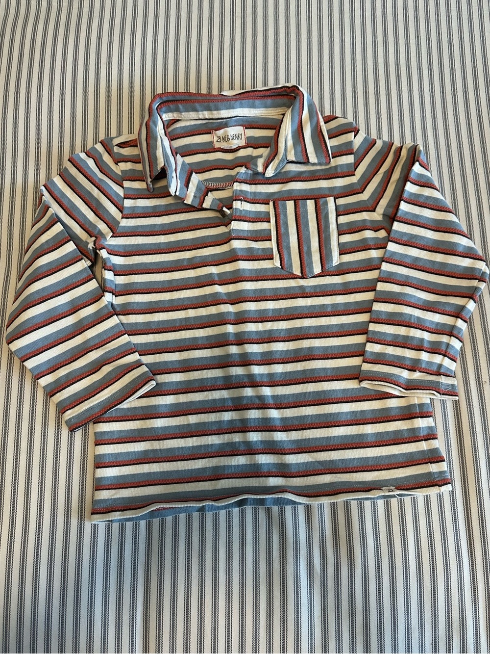 Boutique Striped Long-Sleeve Polo Top